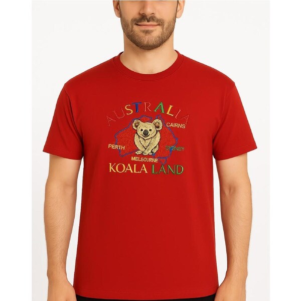 Adult Australia Koala Land T Shirt 100% Cotton Souvenir Tee Top - Red Red / M
