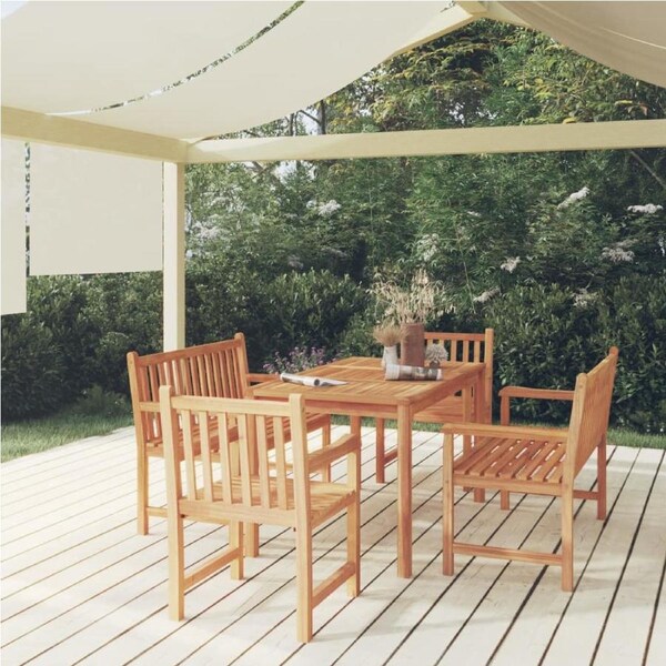 5 Piece Garden Dining Set Solid Wood Teak vidaXL