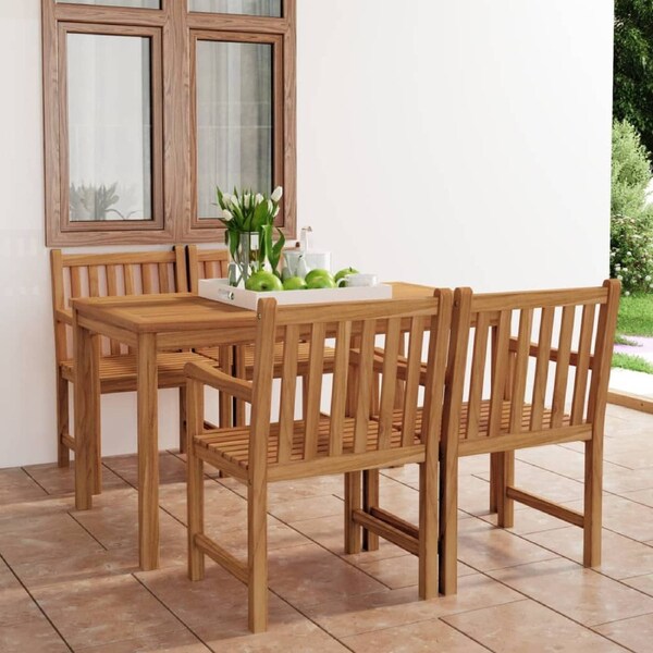 5 Piece Garden Dining Set Solid Teak Wood vidaXL
