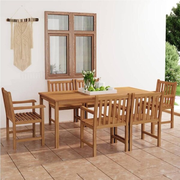 7 Piece Garden Dining Set Solid Teak Wood vidaXL