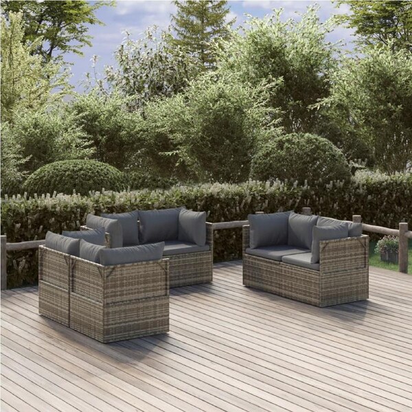 Garden Corner Sofas 6 pcs Grey 57x57x56 cm Poly Rattan vidaXL