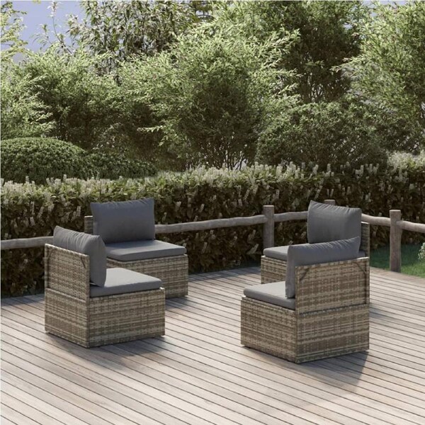 Garden Middle Sofas 4 pcs Grey 57x57x56 cm Poly Rattan vidaXL