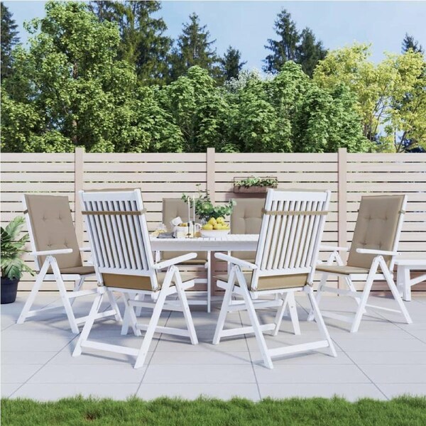 Garden Highback Chair Cushions 6 pcs Taupe 120x50x3 cm Fabric vidaXL