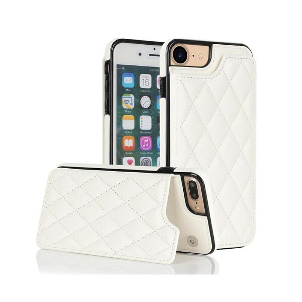 3 Cards Leather Case for iPhone 7/8/SE2/SE3, RFID Blocking Material to Protect Card Data - White