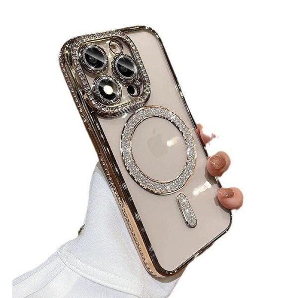 Magnetic Case for iPhone 12, Clear Soft Phone Cover - Gold