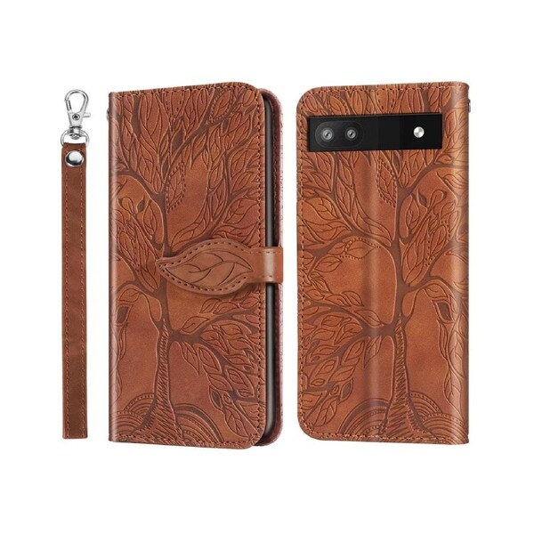 For Google Pixel 6A Cover with Kickstand - Brown