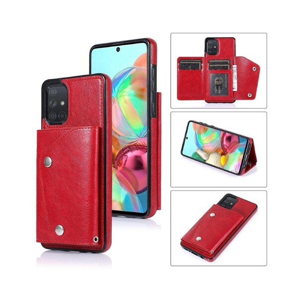 Case for Samsung Galaxy A51 4G, Leather Wallet Case With Card Pockets Back Flip Shockproof Cover Case-Red