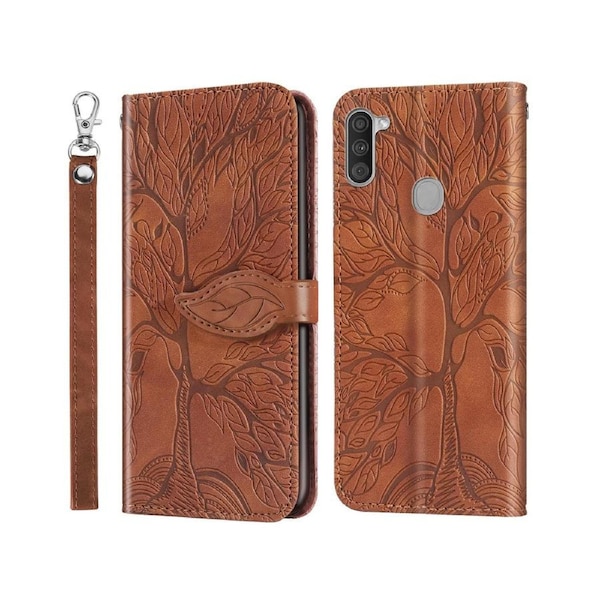 For Samsung Galaxy A11 Cover with Kickstand - Brown