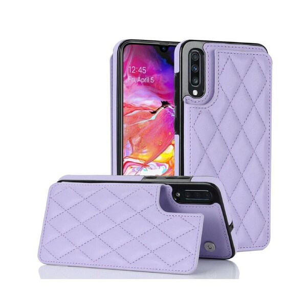 3 Cards Leather Case for Samsung Galaxy A70, RFID Blocking Material to Protect Card Data - Light Purple