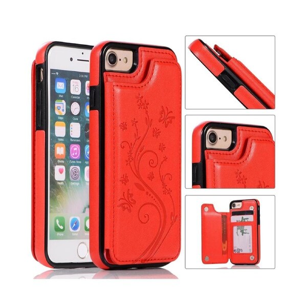 For iPhone 7/8/SE2/SE3 Leather Cover Wallet - Red