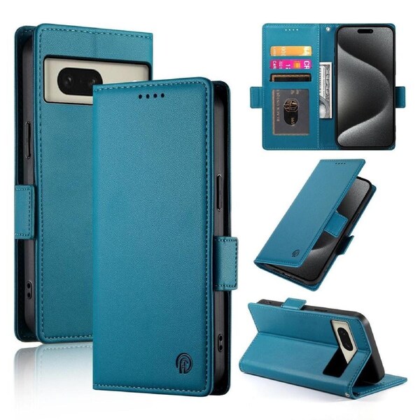 Wallet Case for Google Pixel 8,Slim Protective Shockproof Case With Card Holder,Premium PU Leather Kickstand-Blue