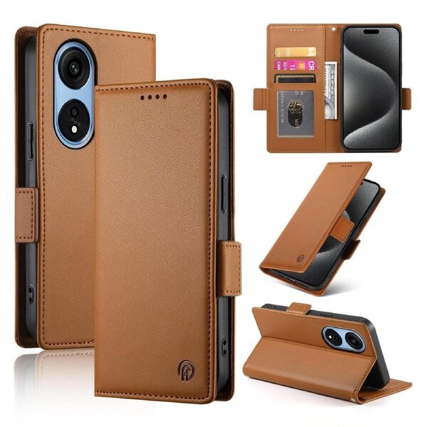 Wallet Case for Oppo A1 PRO,Slim Protective Shockproof Case With Card Holder,Premium PU Leather Kickstand-Brown