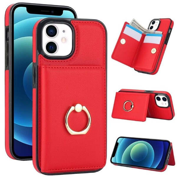 IPhone 11 Case With Card Holder,Military Grade Drop Protection,Durable Shockproof Cover-Red
