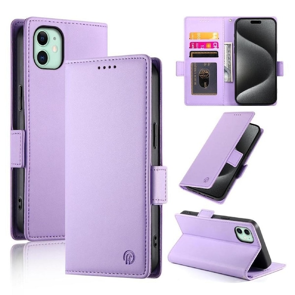 Wallet Case for IPhone 11,Slim Protective Shockproof Case With Card Holder,Premium PU Leather Kickstand-Purple
