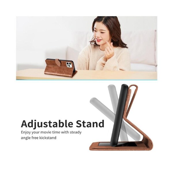 For iPhone 12 Pro Max Cover with Kickstand - Brown