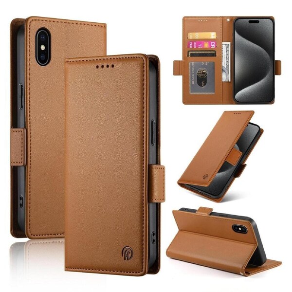 Wallet Case for IPhone X/Iphone XS,Slim Protective Shockproof Case With Card Holder,Premium PU Leather Kickstand-Brown