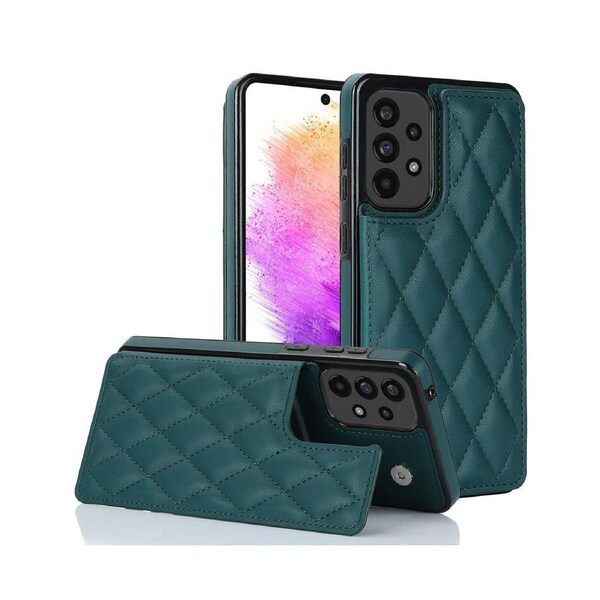 3 Cards Leather Case for Samsung Galaxy A53 5G, RFID Blocking Material to Protect Card Data - Dark Green