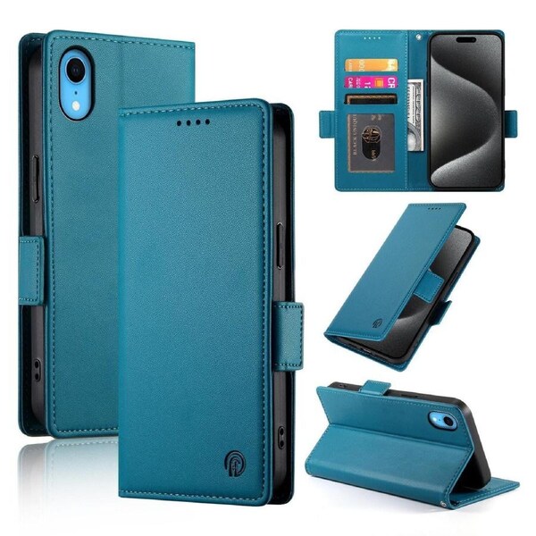 Wallet Case for IPhone XR,Slim Protective Shockproof Case With Card Holder,Premium PU Leather Kickstand-Blue