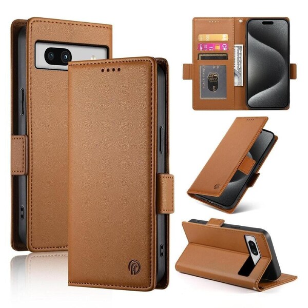 Wallet Case for Google Pixel 7A,Slim Protective Shockproof Case With Card Holder,Premium PU Leather Kickstand-Brown