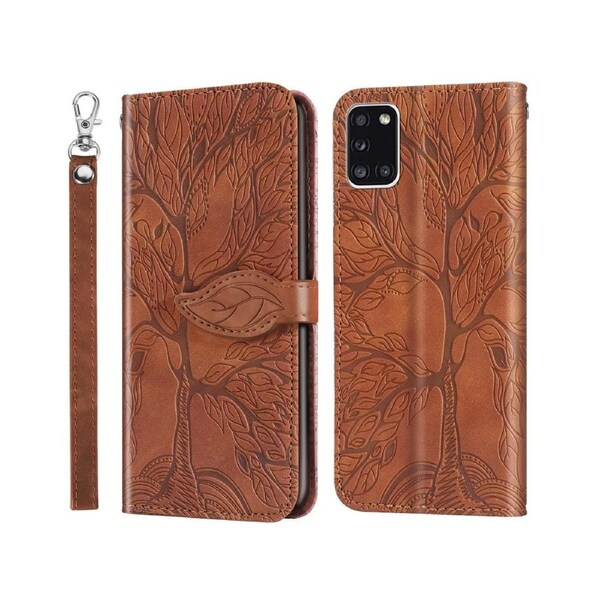 For Samsung Galaxy A31 Cover with Kickstand - Brown