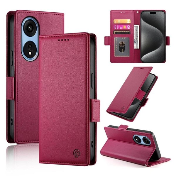 Wallet Case for Oppo A1 PRO,Slim Protective Shockproof Case With Card Holder,Premium PU Leather Kickstand-Red