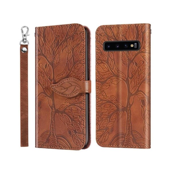 For Samsung Galaxy S10 Plus Cover with Kickstand - Brown