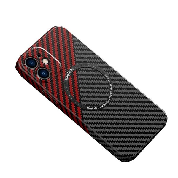 Carbon Fiber Phone Case for iPhone 12 - Black/Red