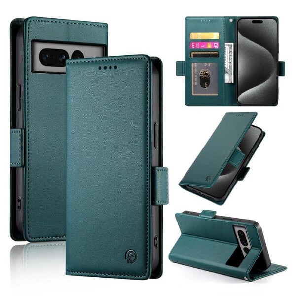 Wallet Case for Google Pixel 7 Pro,Slim Protective Shockproof Case With Card Holder,Premium PU Leather Kickstand-Green