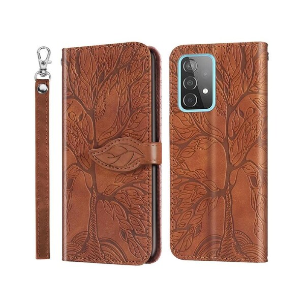 For Samsung Galaxy A73 5G Cover with Kickstand - Brown