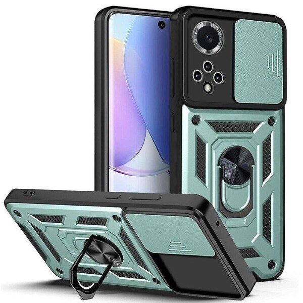 case For Huawei Nova/ 9 Honor 50 Slide Camera Lens Protection and Built in 360 Rotatable Ring Holder - Green