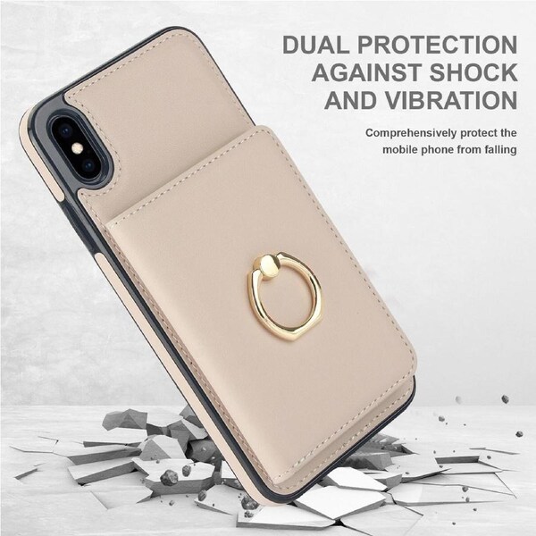 IPhone X/IPhone XS Case With Card Holder,Military Grade Drop Protection,Durable Shockproof Cover-White