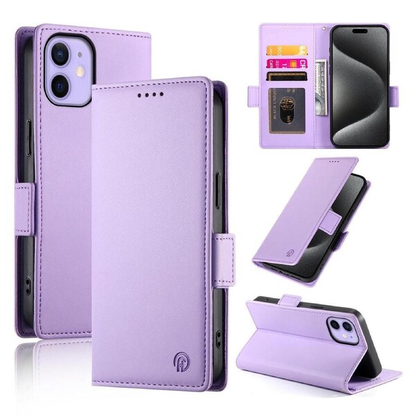 Wallet Case for IPhone 12 Mini,Slim Protective Shockproof Case With Card Holder,Premium PU Leather Kickstand-Purple