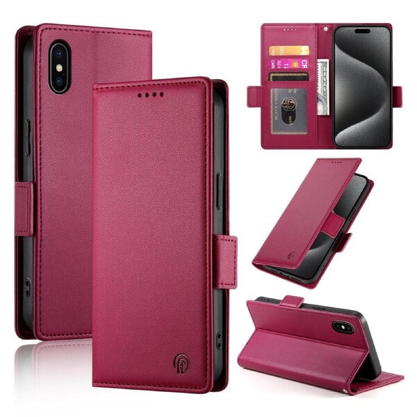 Wallet Case for IPhone X/Iphone XS,Slim Protective Shockproof Case With Card Holder,Premium PU Leather Kickstand-Red