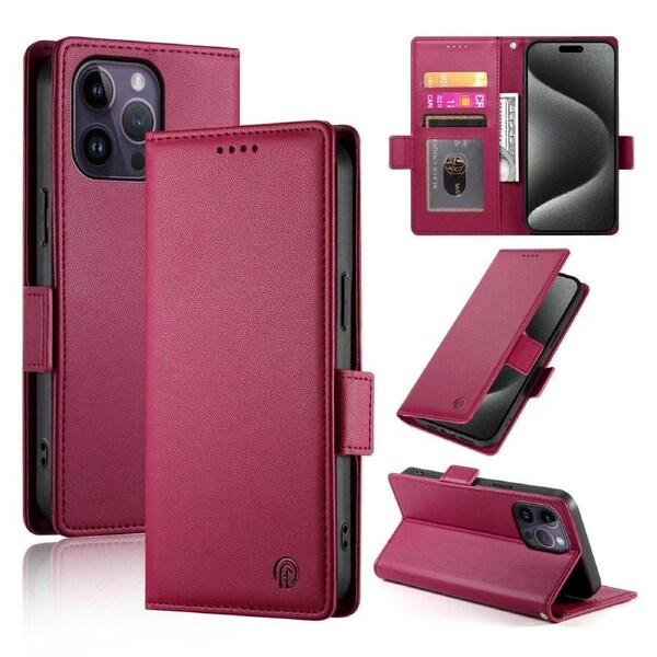 Wallet Case for IPhone 14 Pro Max,Slim Protective Shockproof Case With Card Holder,Premium PU Leather Kickstand-Red