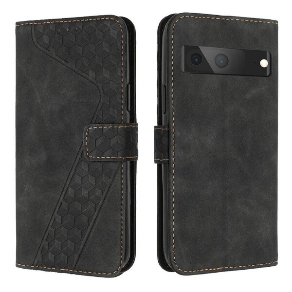 Google Pixel 7A Case, PU Leather Flip Cover Magnetic Clasp Design Wallet Card Slots Stand Case - Black