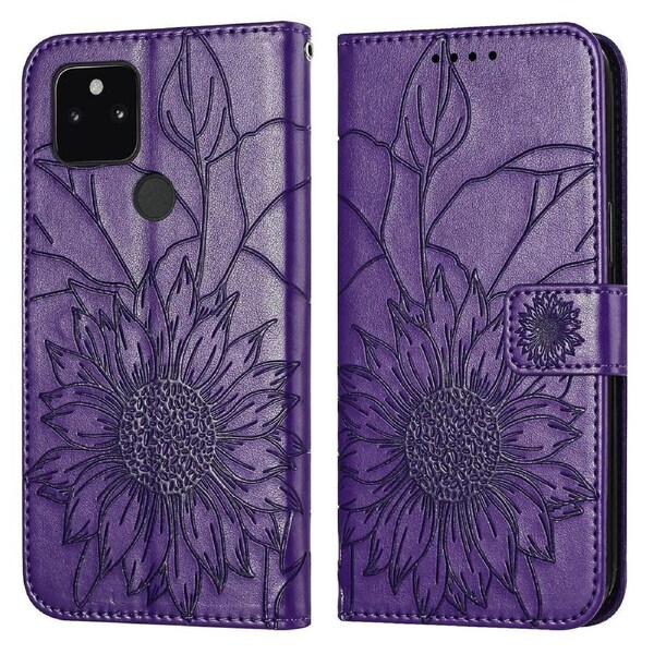 Pixel 5A Wallet Case 3 Credit Card Slot ID Card Holder, PU Leather Flip Case - Dark Purple