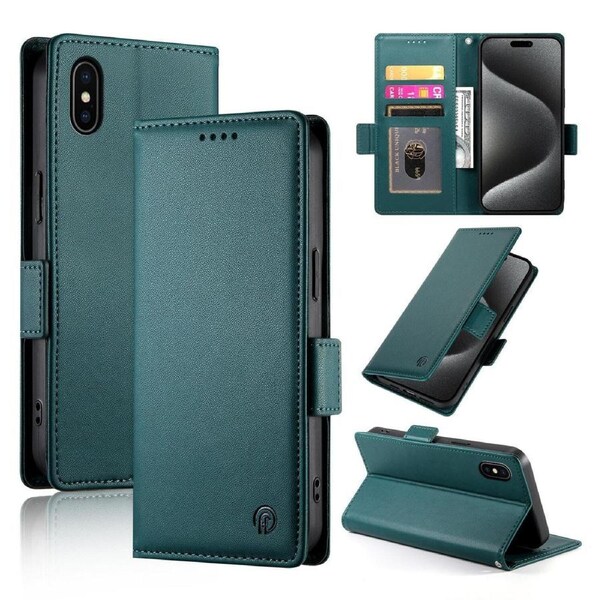 Wallet Case for IPhone X/Iphone XS,Slim Protective Shockproof Case With Card Holder,Premium PU Leather Kickstand-Green