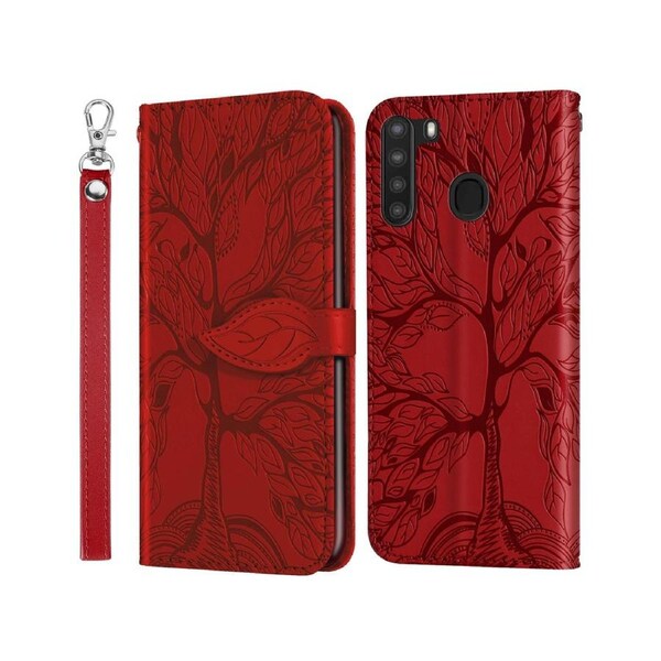 For Samsung Galaxy A21 Cover with Kickstand - Red