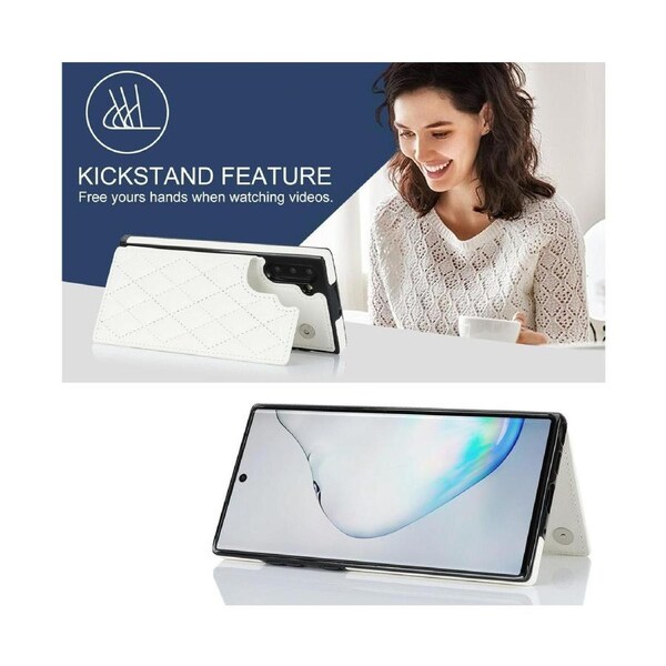 3 Cards Leather Case for Samsung Galaxy Note 10, RFID Blocking Material to Protect Card Data - White