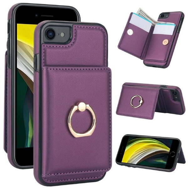 IPhone 7 Plus/IPhone 8 Plus Case With Card Holder,Military Grade Drop Protection,Durable Shockproof Cover-Purple