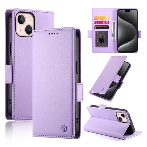 Wallet Case for IPhone 13 Mini,Slim Protective Shockproof Case With Card Holder,Premium PU Leather Kickstand-Purple