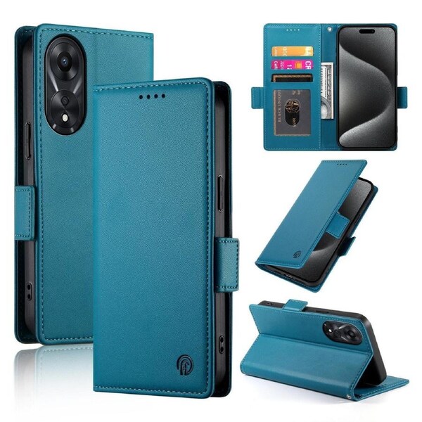 Wallet Case for Oppo A78 5G/A58 5G,Slim Protective Shockproof Case With Card Holder,Premium PU Leather Kickstand-Blue
