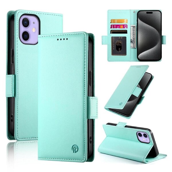 Wallet Case for IPhone 12 Mini,Slim Protective Shockproof Case With Card Holder,Premium PU Leather Kickstand-Light Green