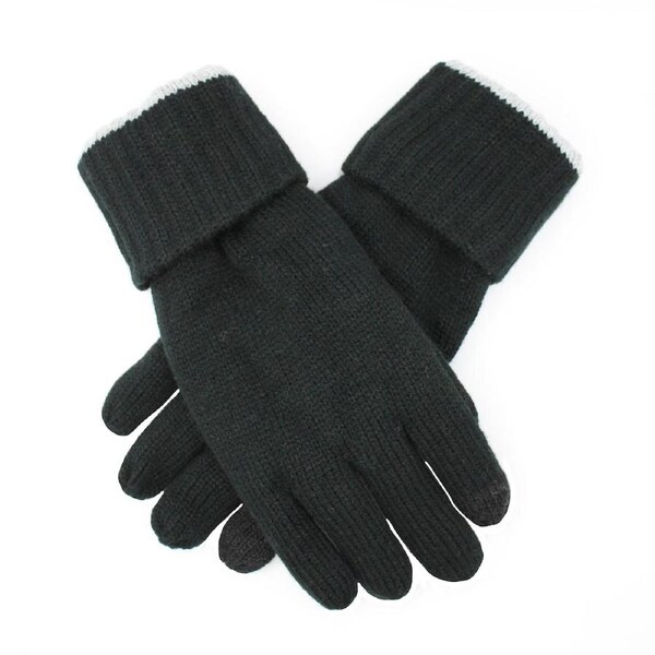 3M Thinsulate Mens Acrylic Knit Gloves Warm Winter with Cuff in Black/Grey Large