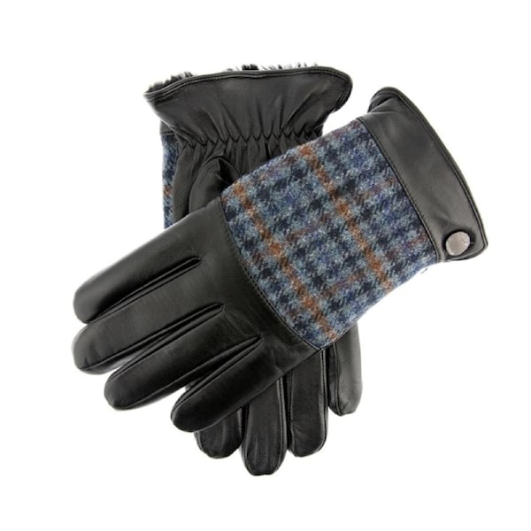 Dents Devon Mens Faux Fur Lined Abraham Moon Dogtooth & Leather Gloves X-Large