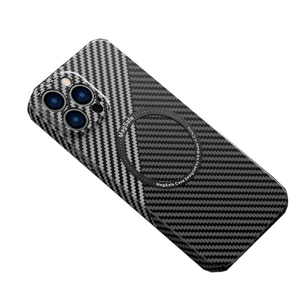 Carbon Fiber Phone Case for iPhone 14 Pro Max - Black/Silver