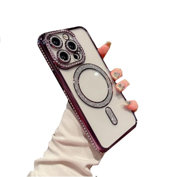 IPhone 14 Case,Compatible With MagSafe,Full Camera Protection Plating Luxury Cover For Women Men,Soft TPU Drop Protective Phone Case-Purple