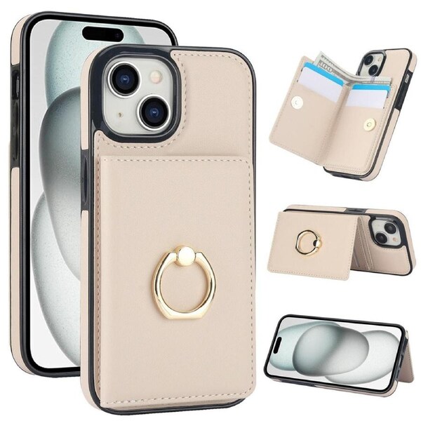 IPhone 13/Iphone 14 Case With Card Holder,Military Grade Drop Protection,Durable Shockproof Cover-White