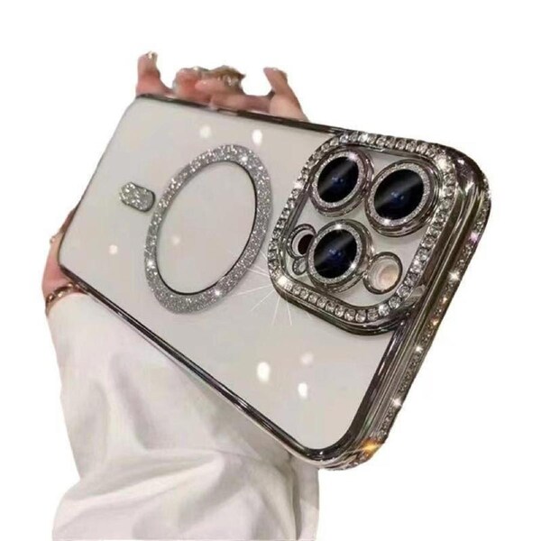 Magnetic Case for iPhone 14, Clear Soft Phone Cover - Silver