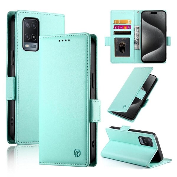 Wallet Case for Oppo A54 4G/A55 5G/A54S/A55S 5G,Slim Protective Shockproof Case With Card Holder,Premium PU Leather Kickstand-Light Green